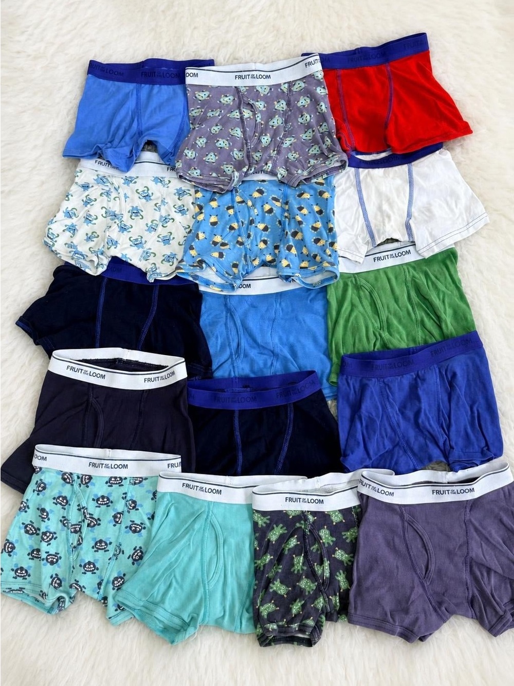 Boys Boxer Briefs 16‑Pack – Mixed Prints & Solids (Excellent Condition)
